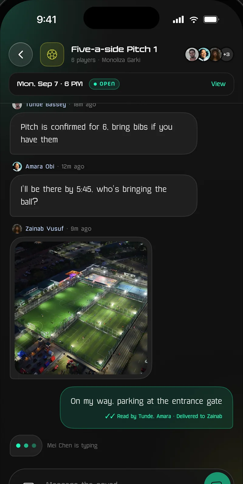 Centifit session chat: the players in tonight's five-a-side sorting out bibs and the ball